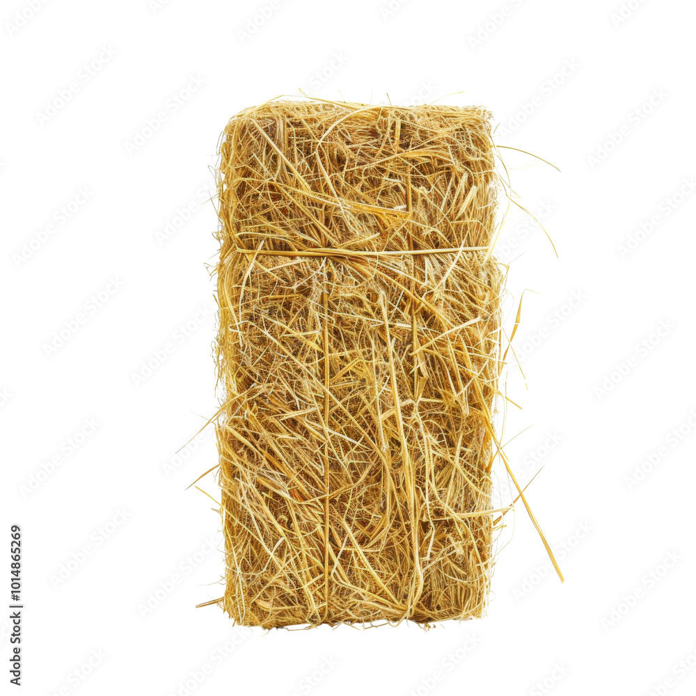 Obraz premium Two Stacked Bales of Straw with Natural Fibers and Textures.