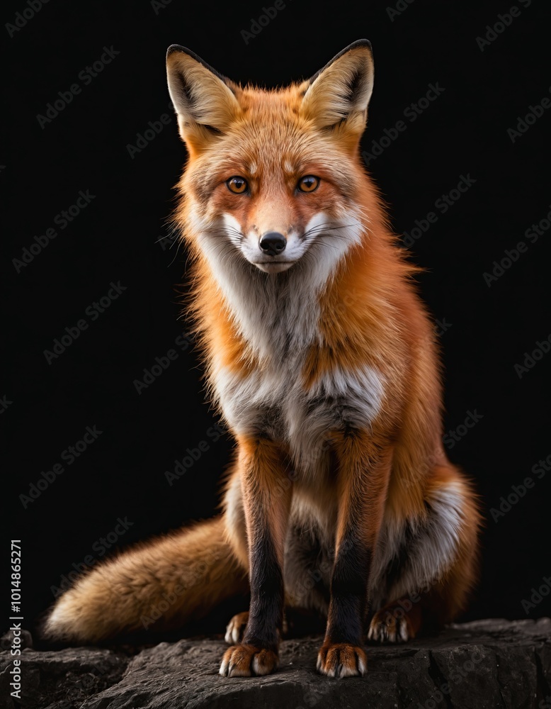 Fototapeta premium red fox isolated on dark background