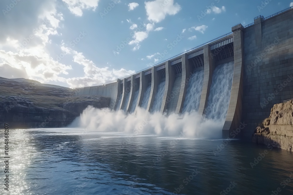 Dam letting a lot of water out Dam letting a lot of water out