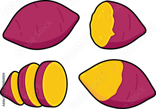 Sweet potato illustration set