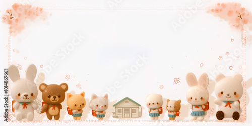 かわいいフェルト風の入学式デザイン素材（カスタマイズ可能）