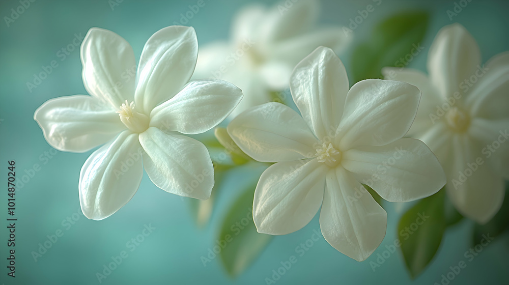 Obraz premium A close-up of stephanotis blooms a soft, blurred background