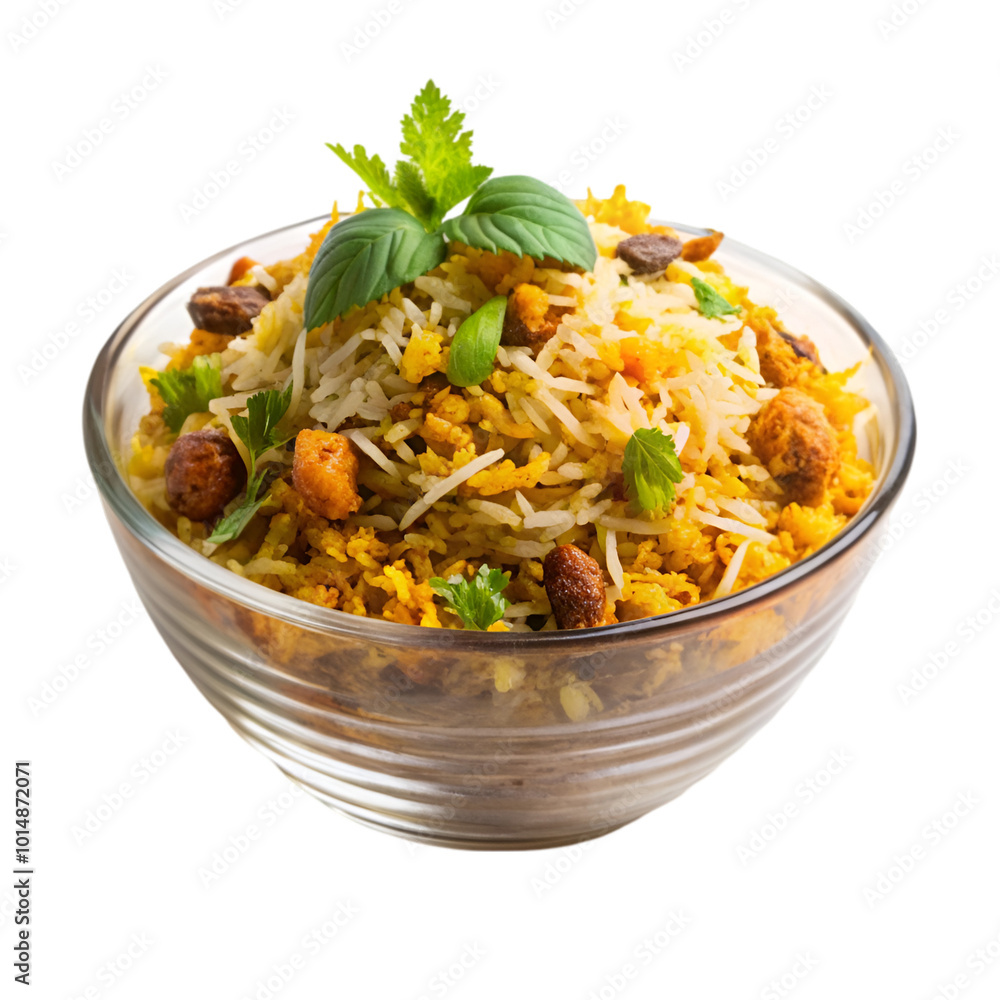 Veg Schezwan Fried Rice on white bowl isolated on transparent background Veg Schezwan Fried Rice on white bowl isolated on transparent background