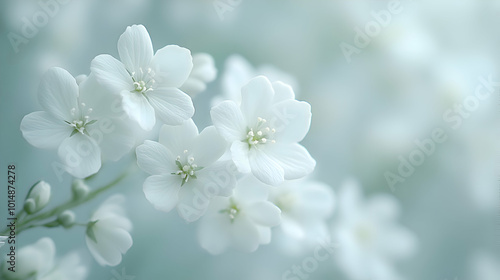 A close-up of white saponaria blooms a soft, blurred background