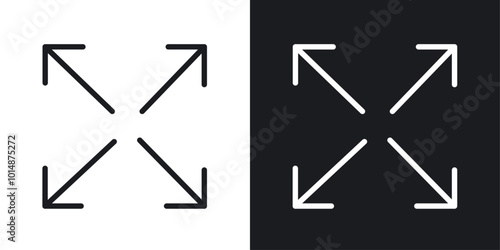 Expand icon in Thin line black color. flat simple vector symbols illustration.