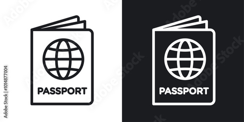 Passport icon in Thin line black color. flat simple vector symbols illustration.