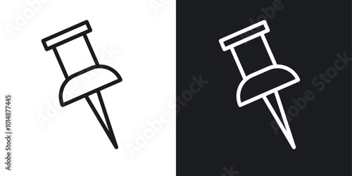 Push Pin icon in Thin line black color. flat simple vector symbols illustration.