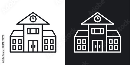 School icon in Thin line black color. flat simple vector symbols illustration.