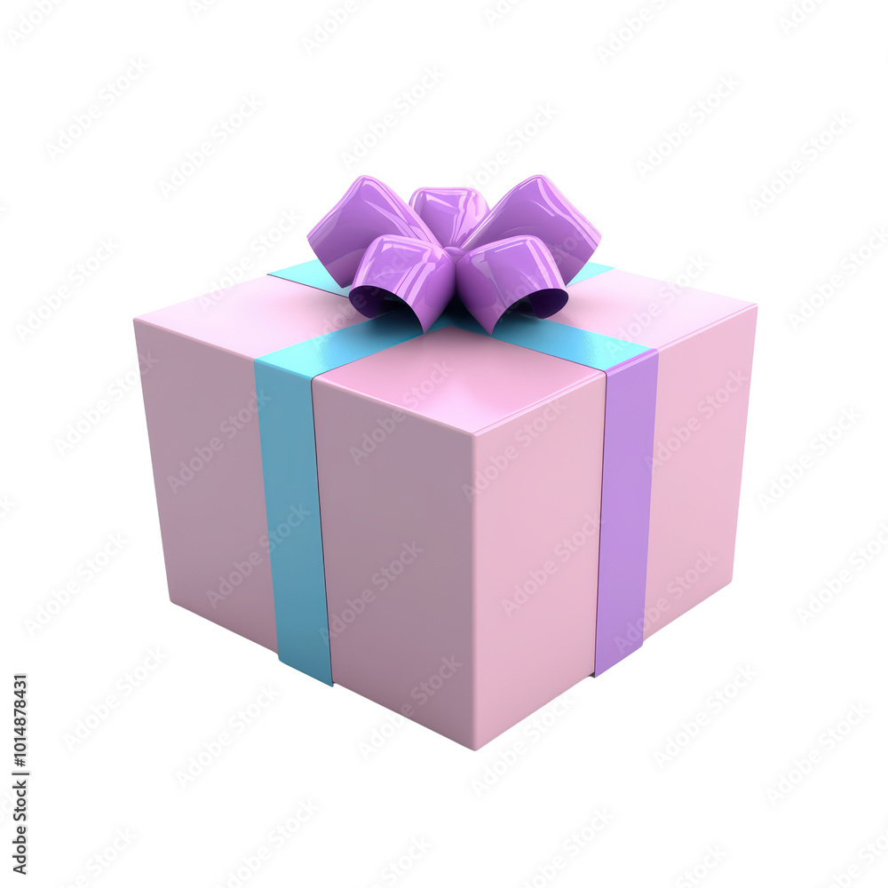Fototapeta premium A beautifully wrapped pink gift box with a decorative bow, perfect for celebrations and special occasions, isolated on transparent background.