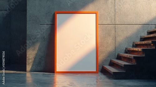 Large Orange Frame Standing on the Floor photo