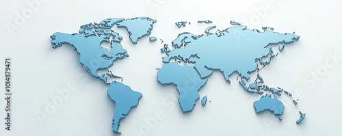 Stylized blue world map on a light background, ideal for travel, geography, and educational themes. photo