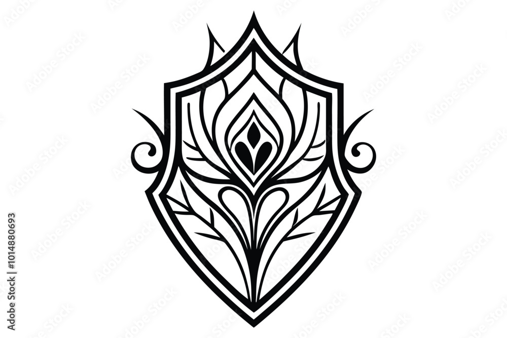 Fototapeta premium Shield with swords, shield, icon, security, symbol, protection, vector, sign, illustration, badge, emblem, secure, design, metal, safety, silver, button, guard, set, medieval, element, web, glossy, he