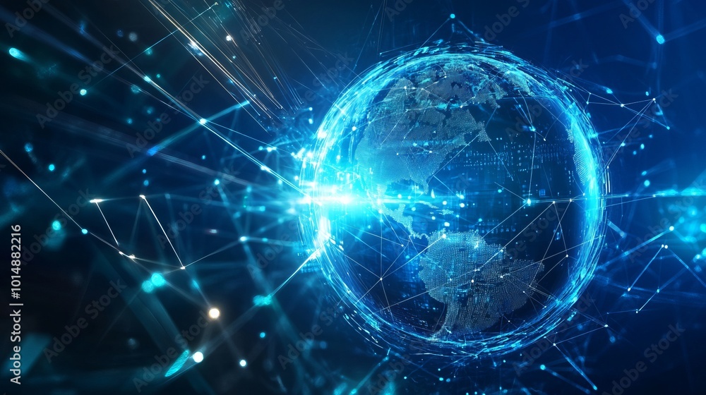 Digital representation of Earth with network connections. Digital representation of Earth with network connections.