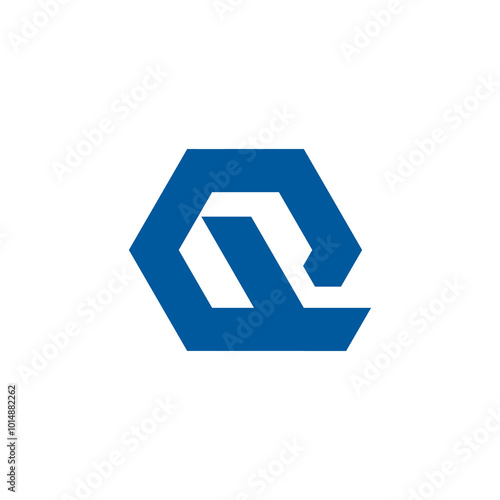 This design is a simple logo of an initial letter Q in blue color in flat bold style on a white background