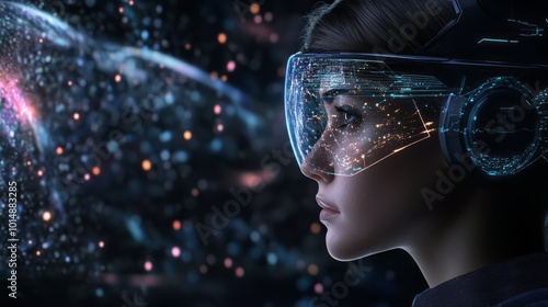 A person with smart glasses in a virtual room 15