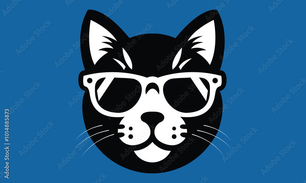 Obraz premium Drawing illustration silhouette cat Black and white cat