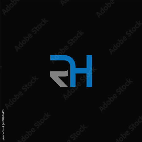 HR or RH abstract outstanding letter design. Awesome branding company different colors illustration logo.