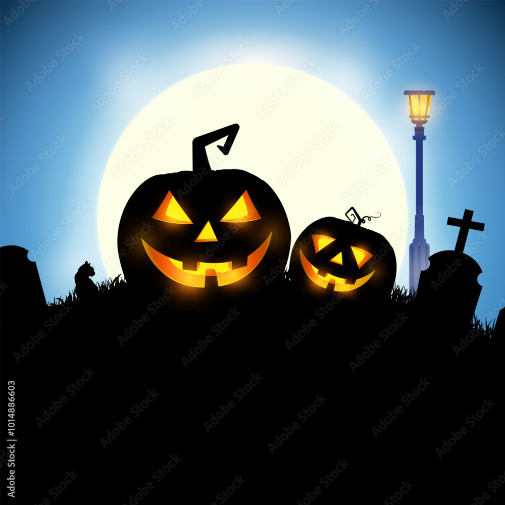 halloween scary pumkin in a cemetary halloween scary pumkin in a cemetary