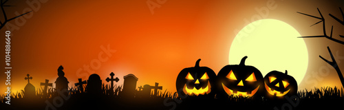 halloween scary pumkin in a cemetary