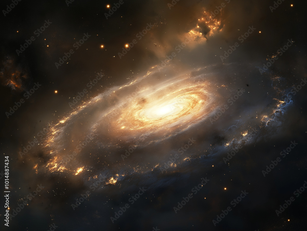 Fototapeta premium Starlight Brilliance: A Cosmic Nebula Glowing Brightly in the Darkness