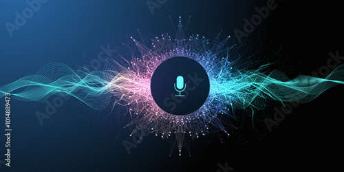 Voice assistant concept. Vector sound wave. Voice and sound recognition equalizer wave flow background. Personal assistant and voice recognition concept gradient vector illustration.