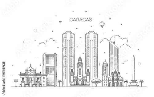 Caracas, Venezuela architecture line skyline illustration