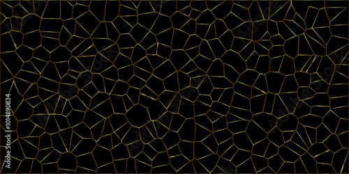 Beautifu bluck and gold crystallized polygon background. abstract light colorful stone tile pattern with shadow. modern wallpaper, trendy simple minimal geometric background abstract mosaic backd