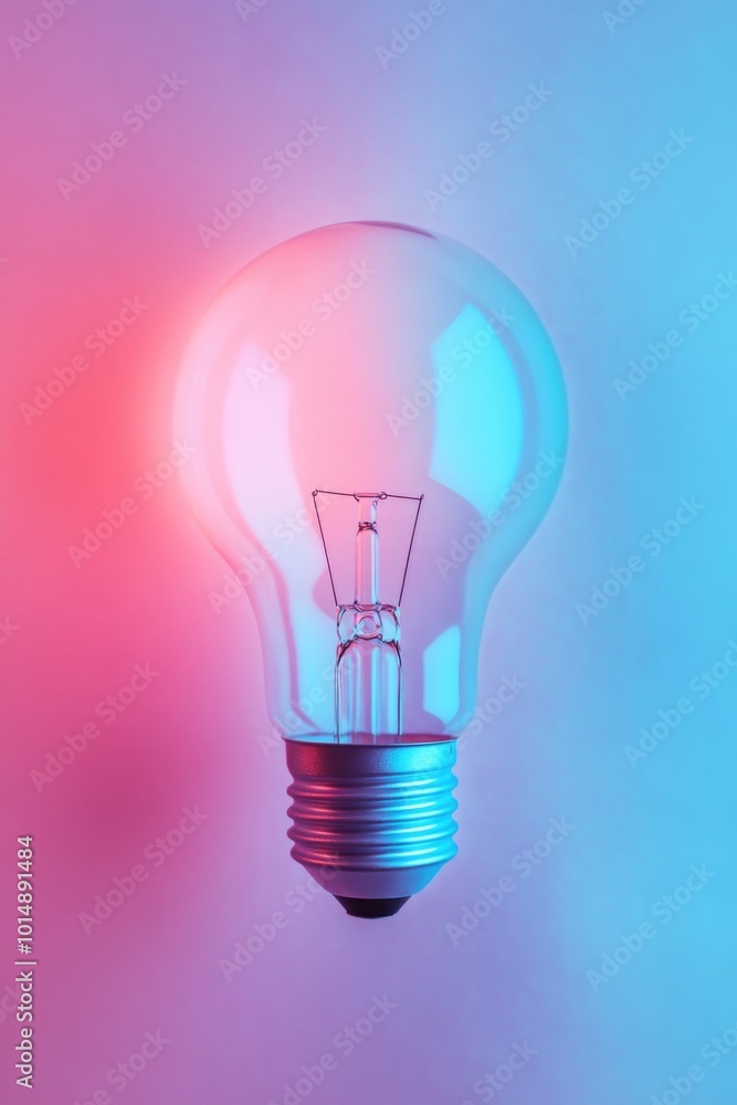 Light Bulb on Pink and Blue Background Light Bulb on Pink and Blue Background