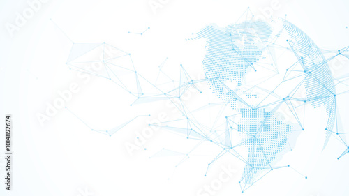Global network connection banner design template. Header social network communication in the global business concept. Big data visualization. Internet technology