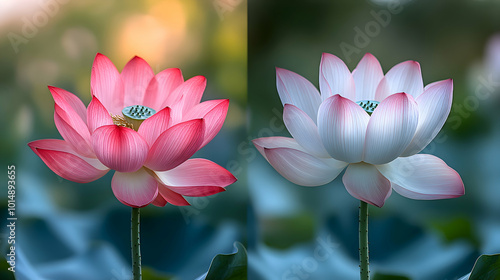 Wallpaper Mural A macro shot of a pink lotus flower  a blurred soft color background Torontodigital.ca