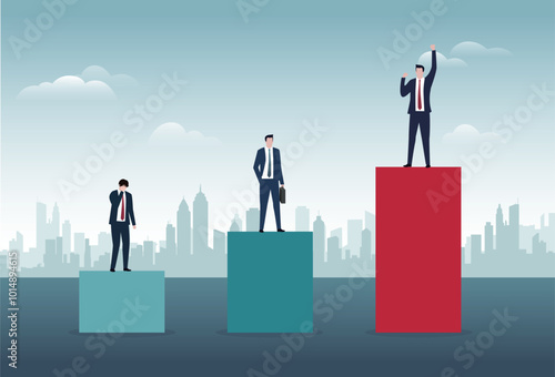 Investment, performance comparison, Business competition, winner and loser in contest. Differences in investment returns.