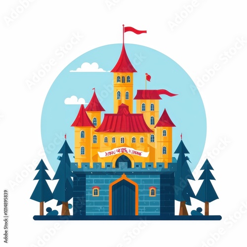 Wallpaper Mural A colorful, whimsical castle surrounded by trees, ideal for children's stories or games. Torontodigital.ca