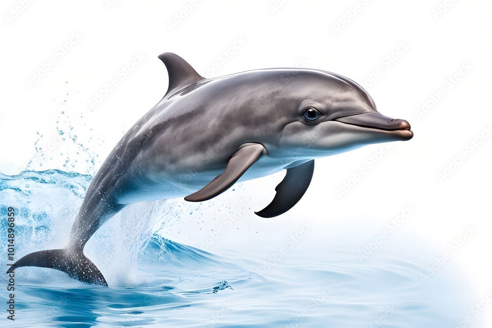 Bottlenose dolphin on white background, AI Generated