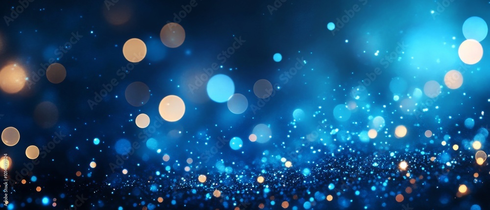 abstract of glowing blue bokeh on dark blue background