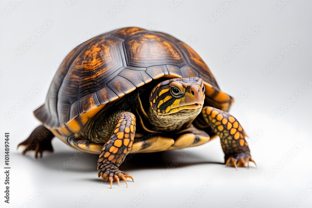 Obraz premium Box turtle on white background, AI Generated