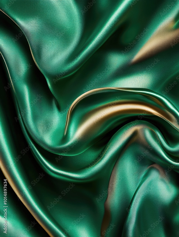 Obraz premium Green satin fabric close-up