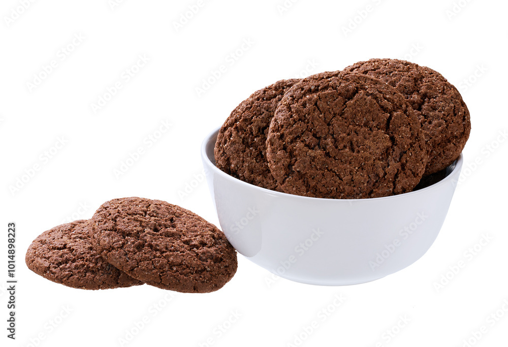 Chocolate brownie cookies with cracks in a ceramic plate isolated on white background, full depth of field. Chocolate brownie cookies with cracks in a ceramic plate isolated on white background, full depth of field.