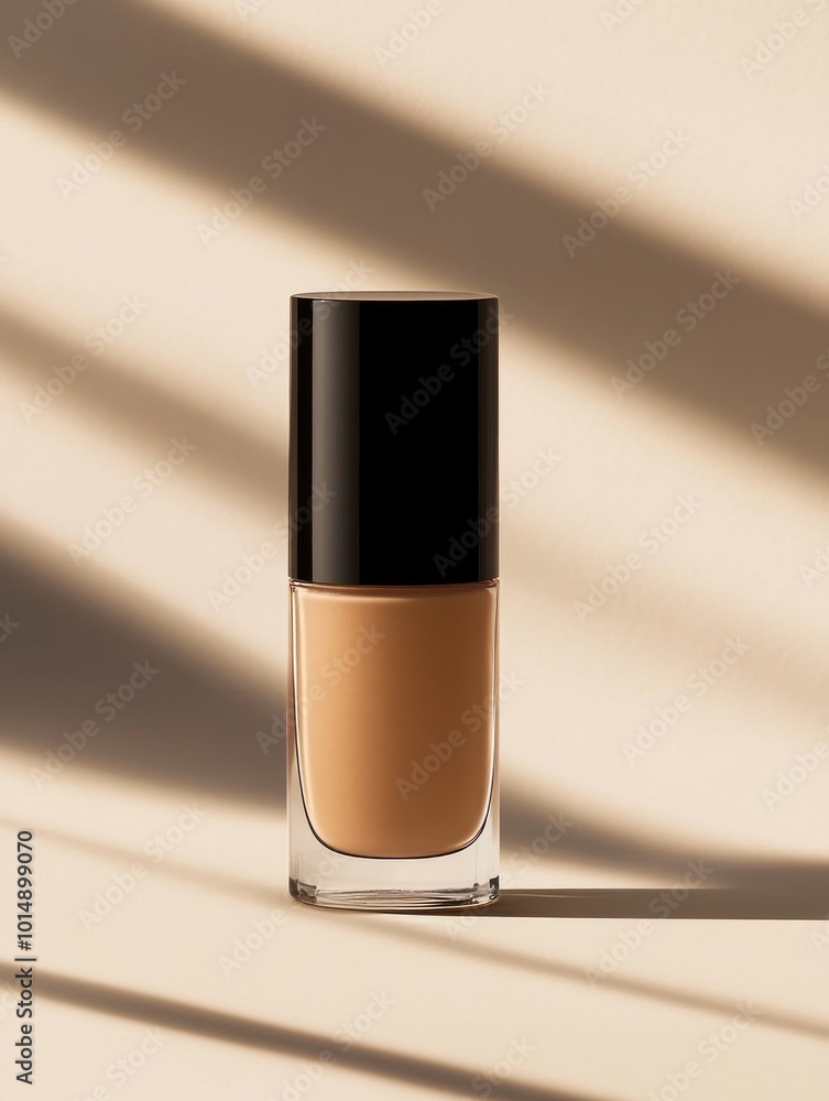 A face Cosmetics foundation on a Beige color background. Mockup for design. A face Cosmetics foundation on a Beige color background. Mockup for design.