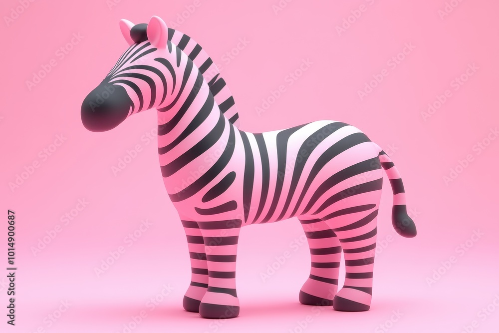 3D Icon colorful zebra figurine against a vibrant pink background, ideal for playful and whimsical designs. 3D Icon colorful zebra figurine against a vibrant pink background, ideal for playful and whimsical designs.
