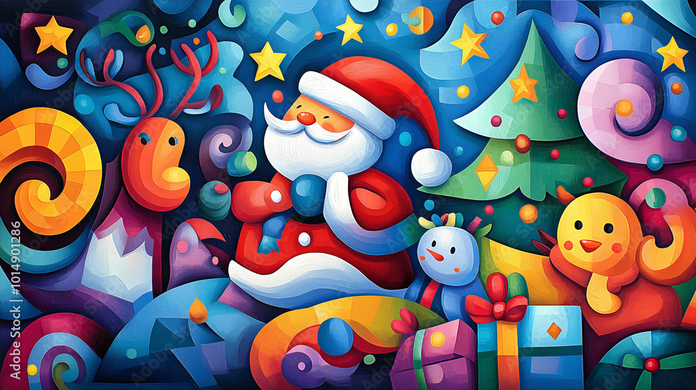 oil painting There is a Christmas theme. Santa Claus gift-1 oil painting There is a Christmas theme. Santa Claus gift-1