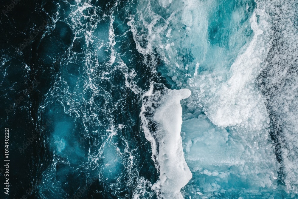 Aerial view of tranquil glacier in Southern Iceland, Iceland - generative ai Aerial view of tranquil glacier in Southern Iceland, Iceland - generative ai