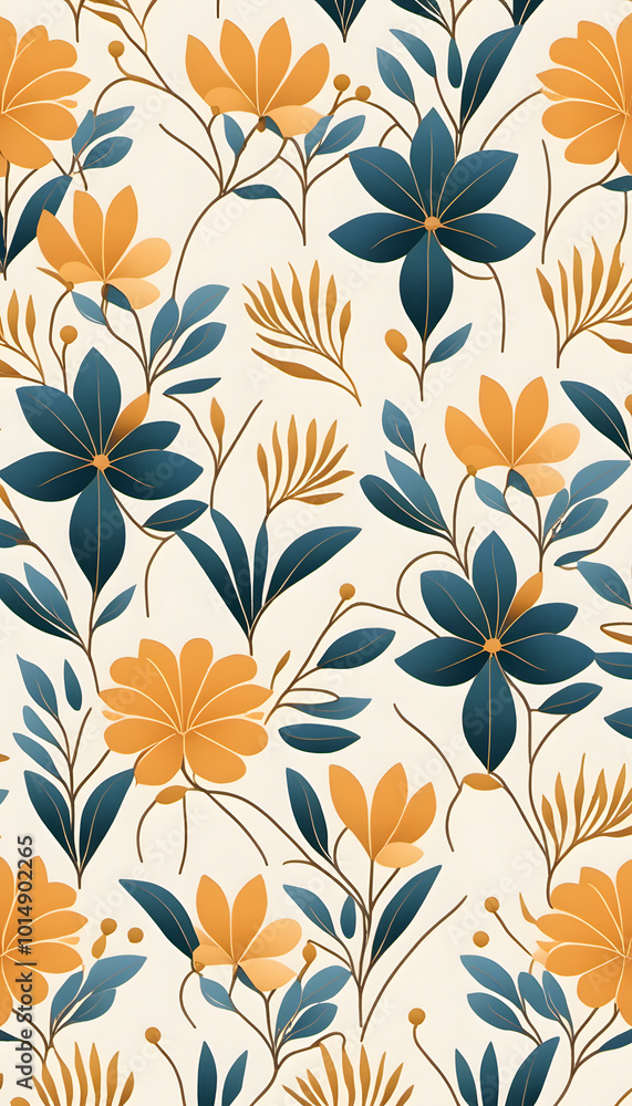 custom made wallpaper toronto digitalSeamless floral pattern with bright spring flowers on a white background.