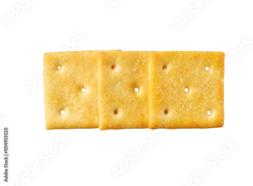 Crackers isolated. Square crackers isolated on white background , top view.