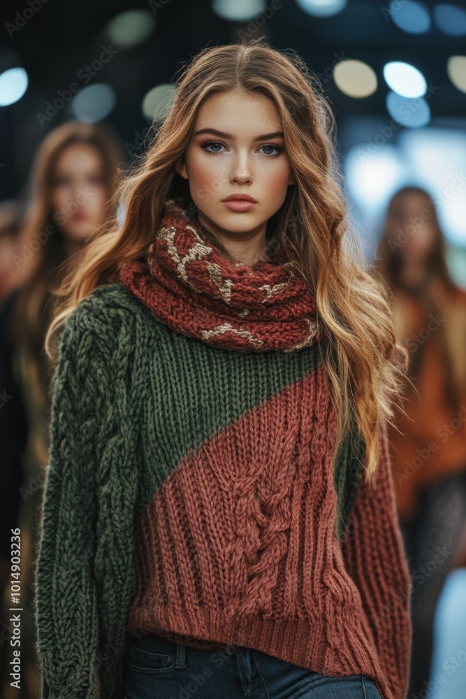 Fashion Forward: Model in Cozy Knits on the Runway Fashion Forward: Model in Cozy Knits on the Runway