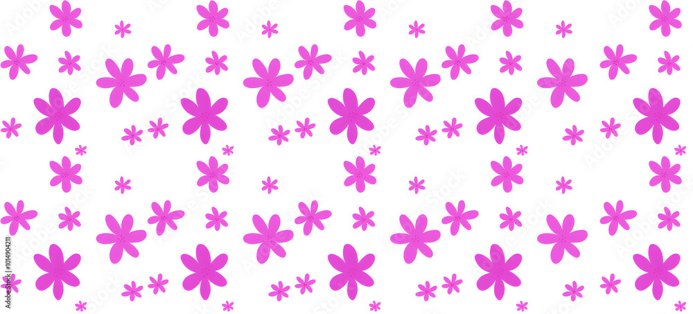 Big and Small Pink Seamless Floral Pattern with White Background Big and Small Pink Seamless Floral Pattern with White Background