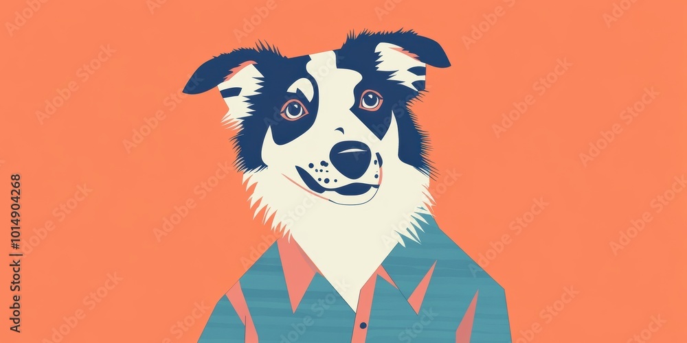 Obraz premium Stylized Dog Portrait with Vibrant Background