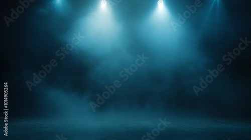 Atmospheric Vintage Theater Stage with Spotlights and Smoke. AI generated illustration