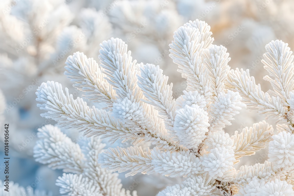 Frost-Covered Pine Branches in Winter Close-Up Frost-Covered Pine Branches in Winter Close-Up