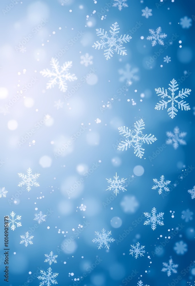Blue Winter Background with Intricate Snowflakes Surrounded by Ethereal Frosty Glow Blue Winter Background with Intricate Snowflakes Surrounded by Ethereal Frosty Glow