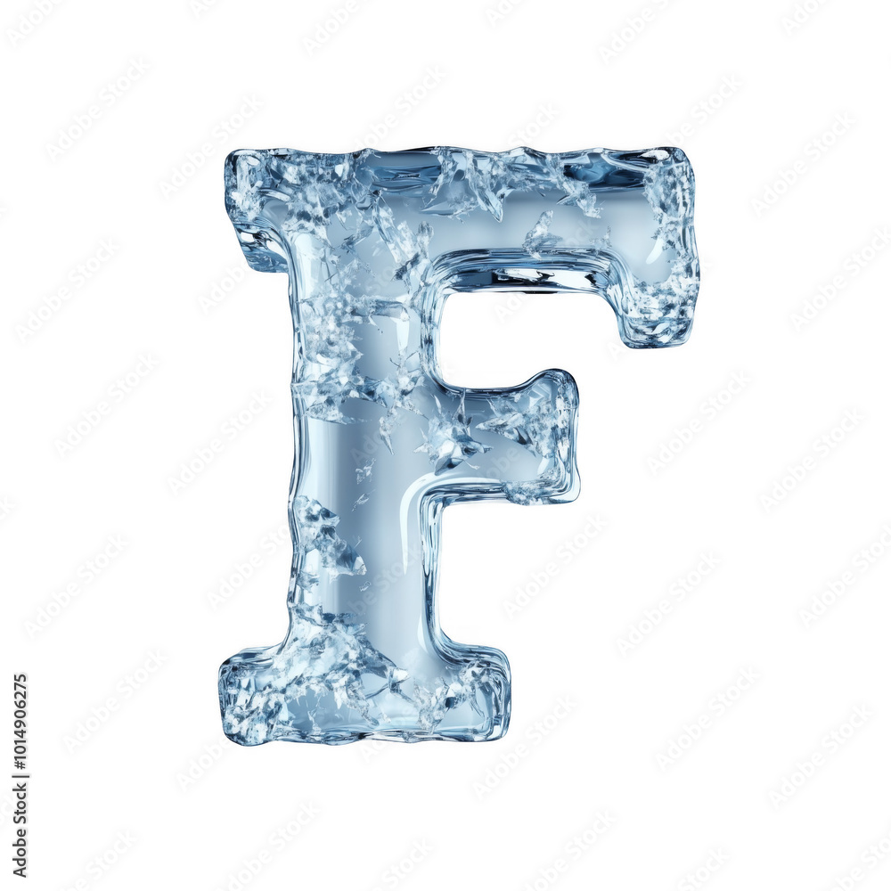 The letter F with an ice texture isolated on the background. An icy letter F on a transparent background. The letter F with an ice texture isolated on the background. An icy letter F on a transparent background.